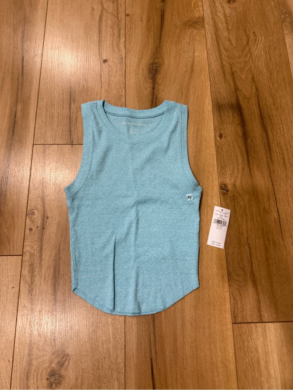 American Eagle Outfitters Aqua Ribbed Crewneck Tank